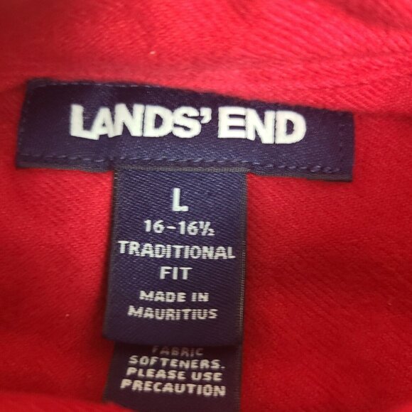 Lands End Long Sleeve Red Men's Traditional Fit Flagship‎ Flannel Shirt Size L - Picture 2 of 7